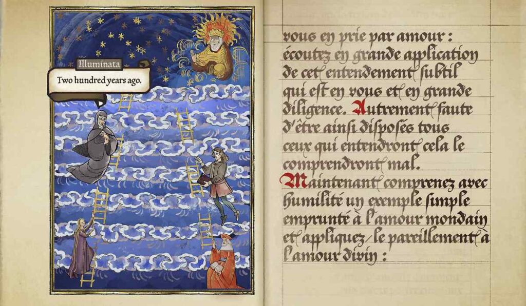 The illustrated pages of an illuminated manuscript