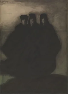 Three dark feminine figures, painted by Spilliaert