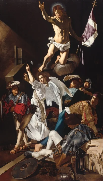 The Resurrection of Jesus, painted by one of the followers of Caravaggio