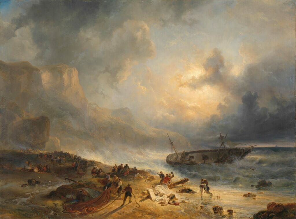 Naufragio a largo di una costa rocciosa, Wijnand Nuijen, Paesi Bassi 1837 Il racconto di una tragedia umanitaria