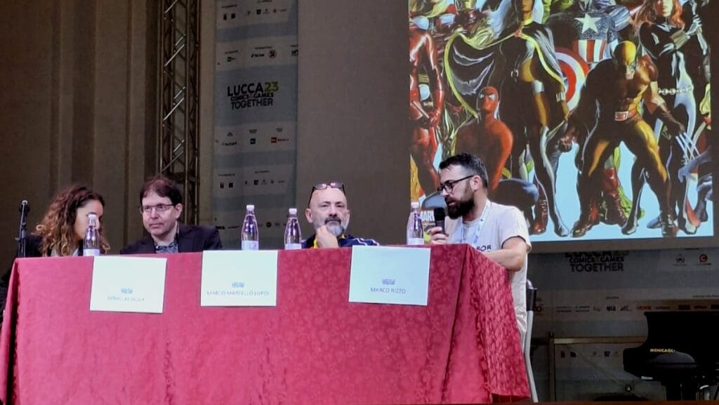 Douglas Wolk, Marco Marcello Lupoi e Marco Rizzo, Lucca Comics & Games 2023, Photo By Annamaria Russo