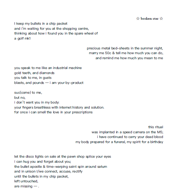 The poem Broken Star by Paul Kammies