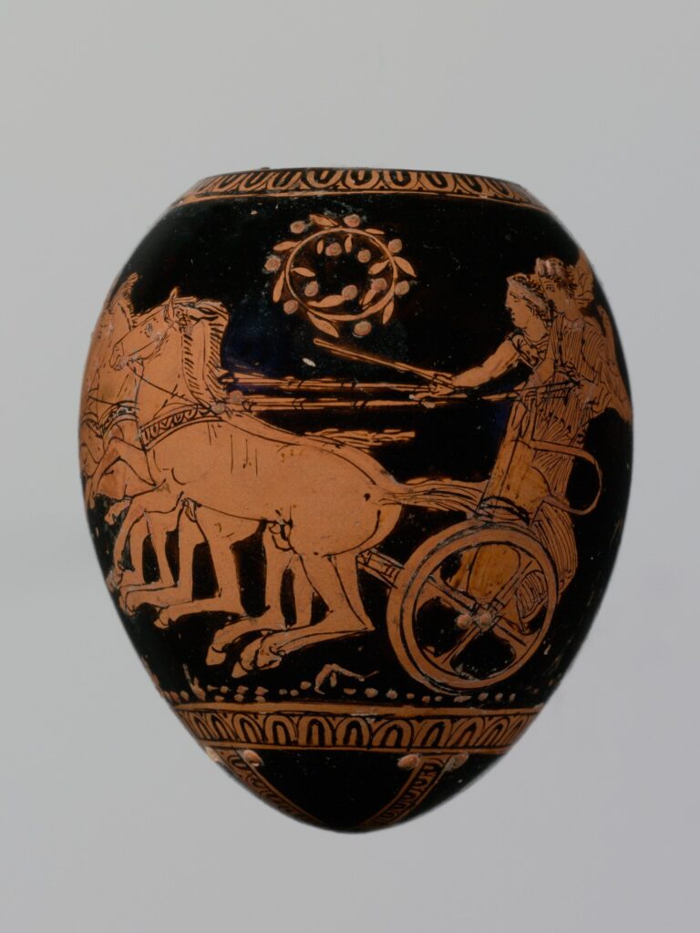 The image shows a funerary vase