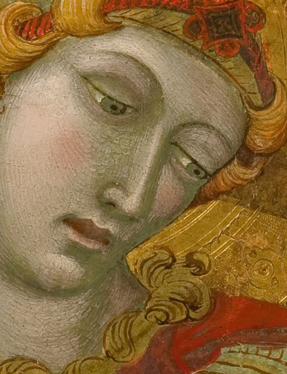 Ambrogio Lorenzetti, Triptych of Badia a Rofeno, detail of the face of Saint Michael