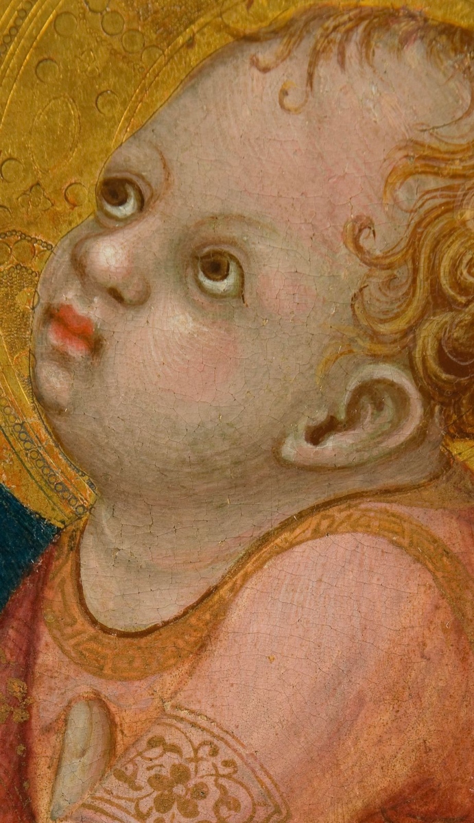 Ambrogio Lorenzetti, Triptych of Badia a Rofeno, detail of the face of the Christ Child