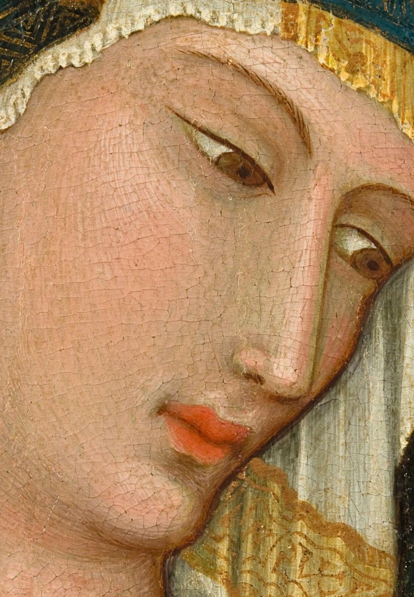 Ambrogio Lorenzetti, Triptych of Badia a Rofeno, detail of the face of the Virgin