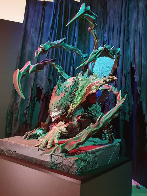 A statue of Black Deku on display at the exhibition