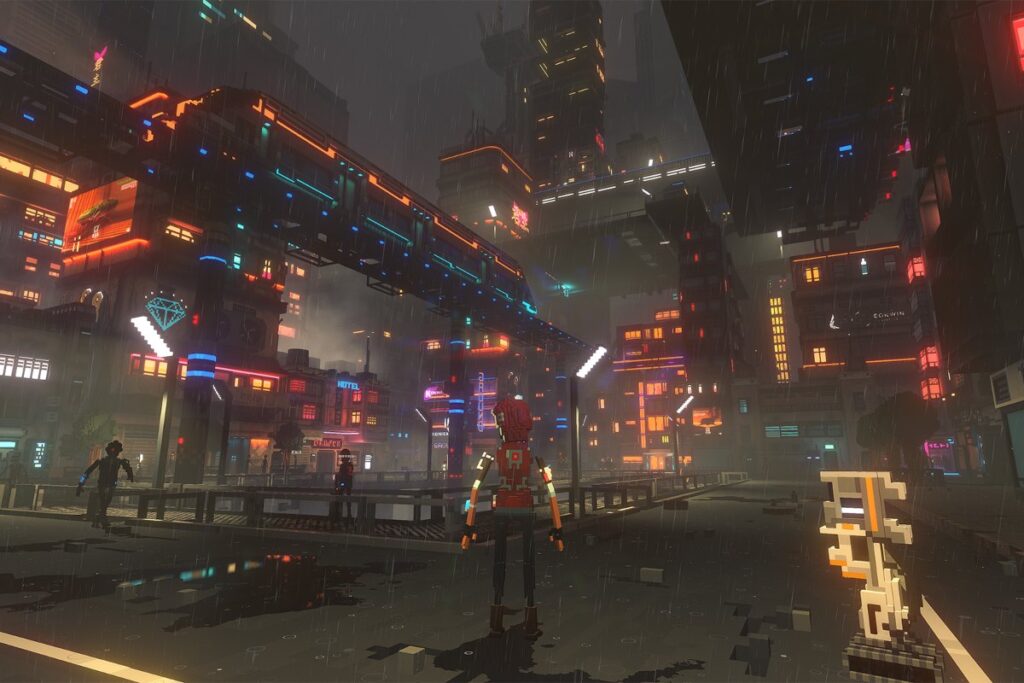 Rania walking through the streets of Nivalis.