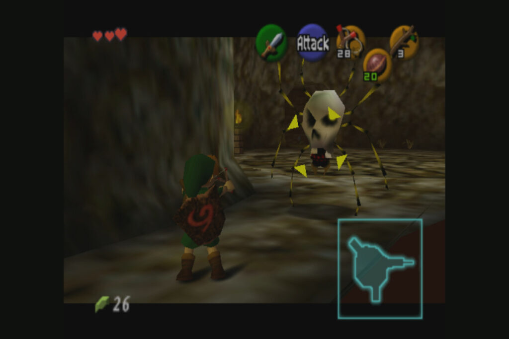 Link facing a Skulltula
